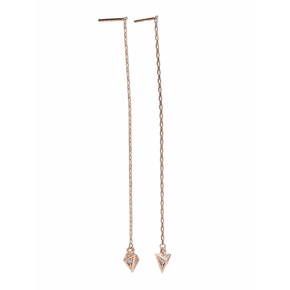 LUCKY BRAND DELICATES Silver/Rose Gold Plated Triangle Dangle Earrings NEW - Picture 1 of 2